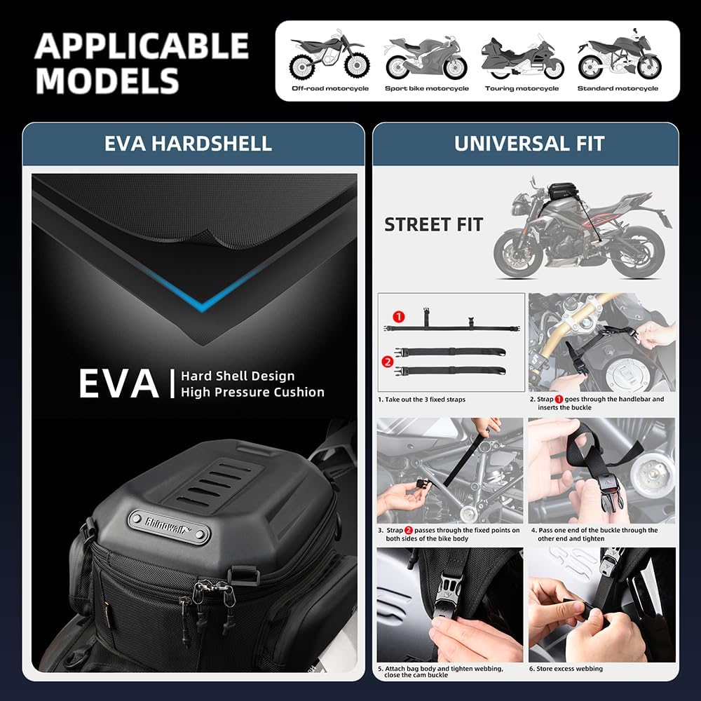BOLSO ESTANQUE PARA MOTO RHINOWALK EXPANDIBLE 15 A 18 LITROS