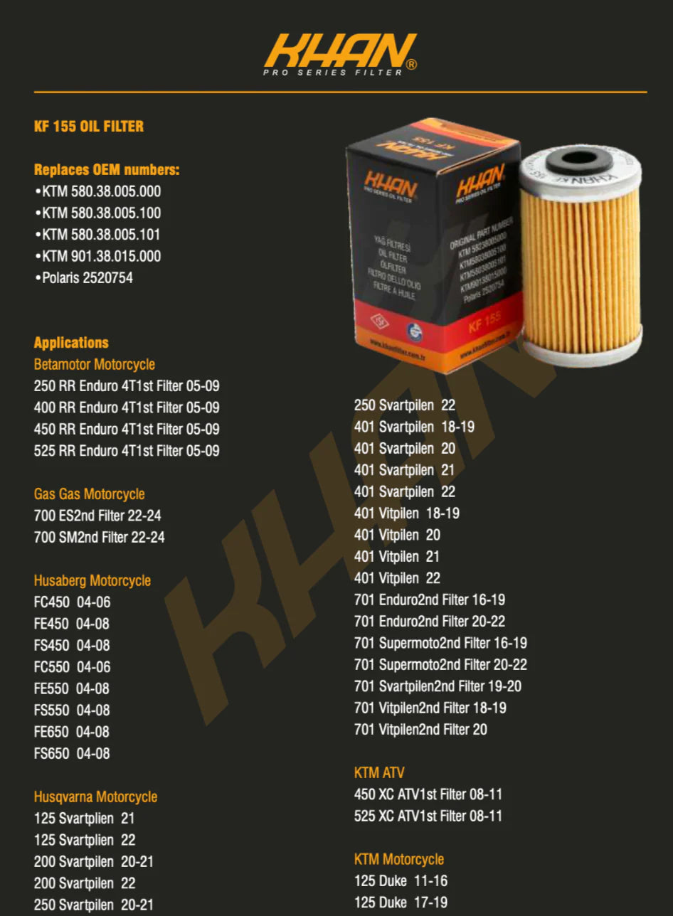FILTRO DE ACEITE KHAN KF155