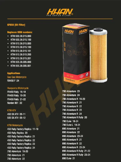 FILTRO DE ACEITE KHAN KF650