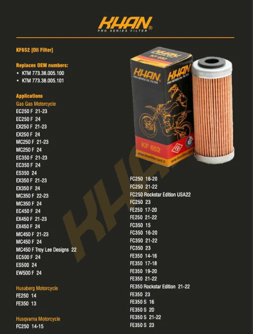 FILTRO DE ACEITE KHAN KF652